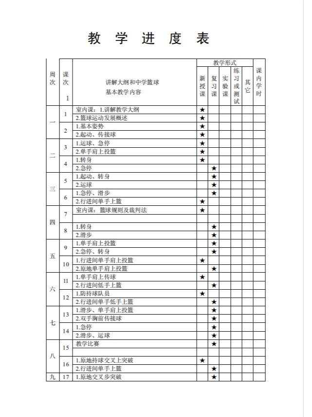 高中篮球队训练计划表